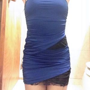 Metropark navy blue/black lace strapless minidress